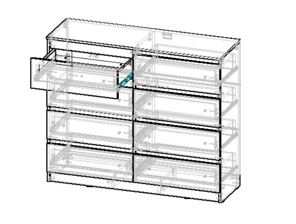 БОСТОН ЛАЙТ Комод КМ-002 Корпус - Дуб Крафт золотой К003  Фасад ЛДСП - Белый (Гладкий)