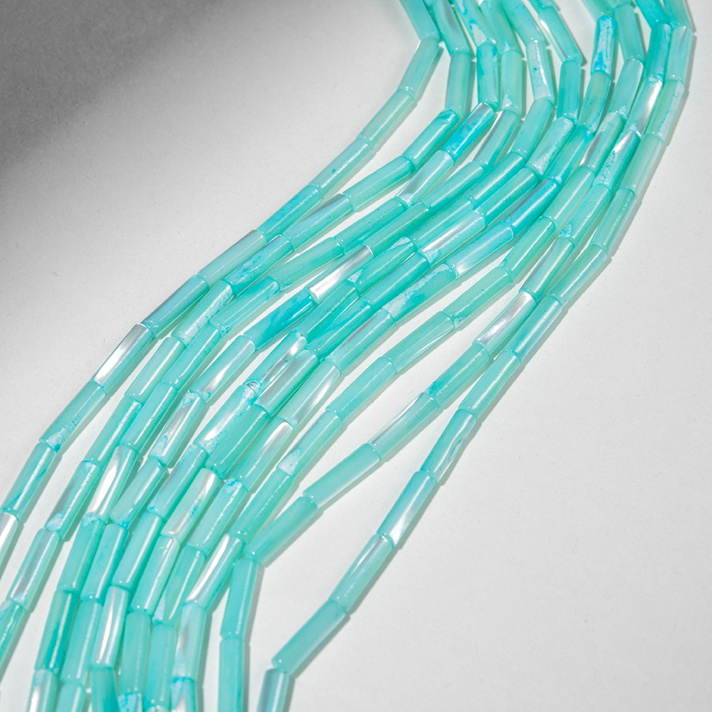 Перламутр морских ракушек, оттенок "Тиффани", трубочки 4*14мм