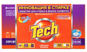 TECH Средство для стирки в листах romantic flower 36 шт