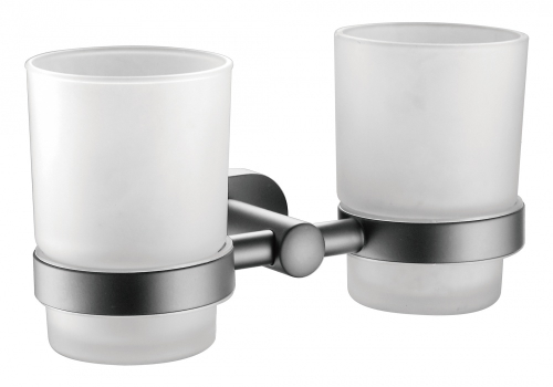 5106-G Стакан стеклянный, двойной, настенный  (ГРАФИТ) ViEiR  (20/1шт)