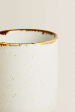 ZARA HOME ФАРФОРОВАЯ КРУЖКА С ОБОДКОМ ПОД СТАРИНУ, СВЕТЛО-БЕЖЕВЫЙ