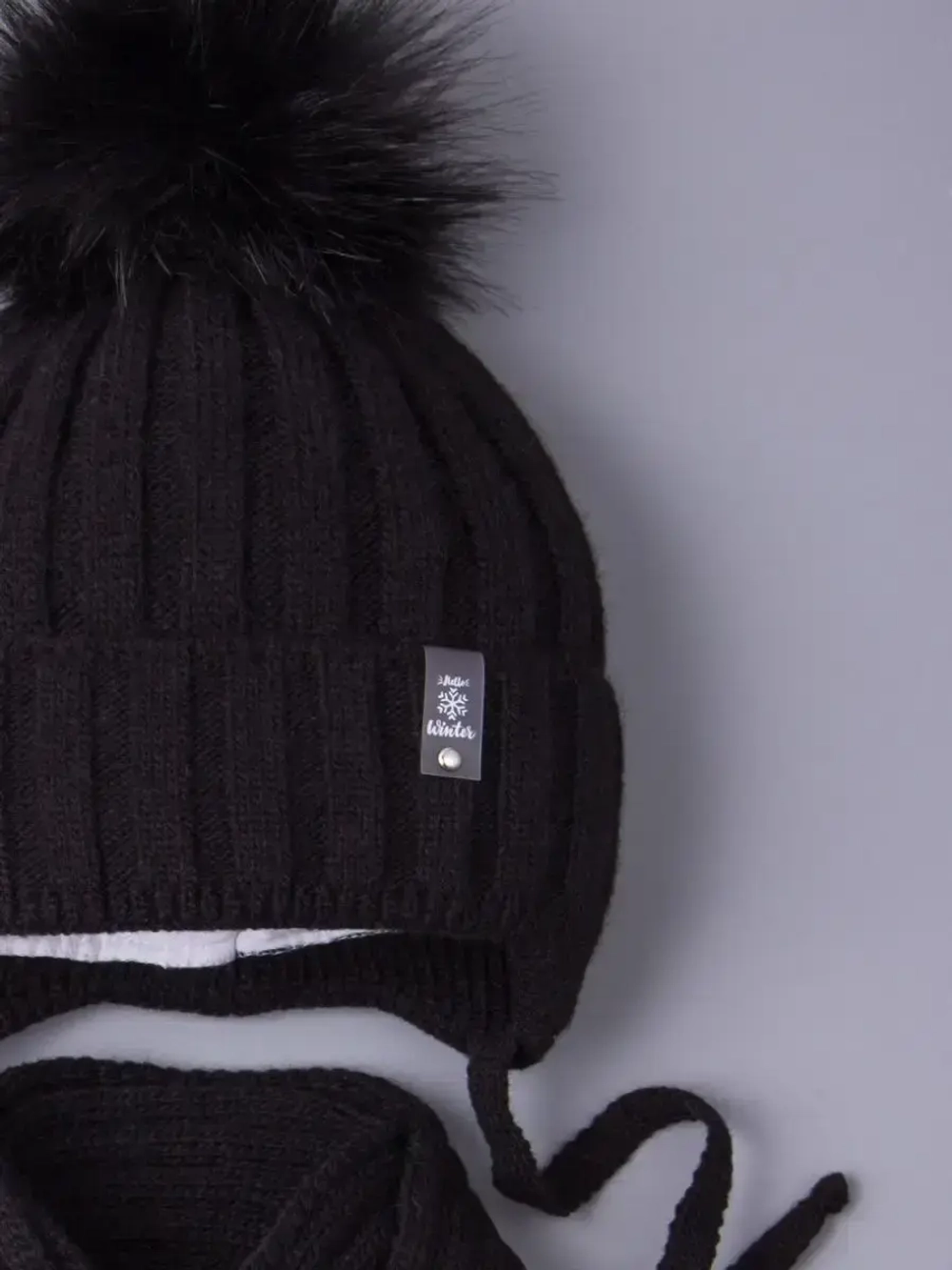 Шапка детская зимняя с помпоном и шарф