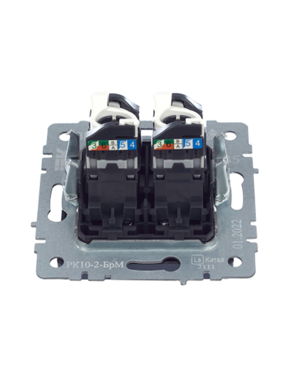 BRITE Розетка компьютерная двойная RJ45 кат.5E РК10-2-БрМ маренго IEK