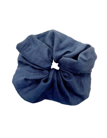 Резинка для волос льняная (синяя)