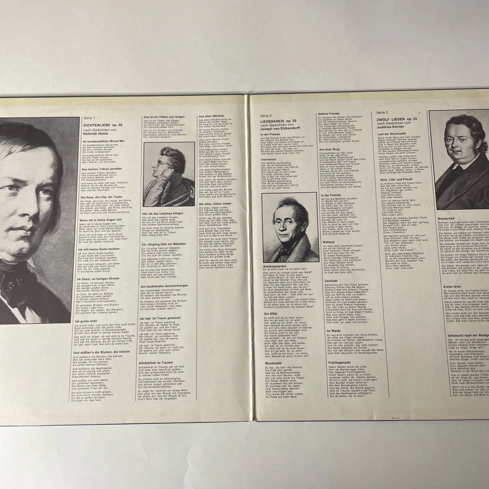 Винтажная виниловая пластинка LP Robert Schumann, Hermann Prey, Karl Engel, Dichterliebe Op.48, Liederkreis Op.39, Kerner Lieder Op. 35 (Германия 1975)
