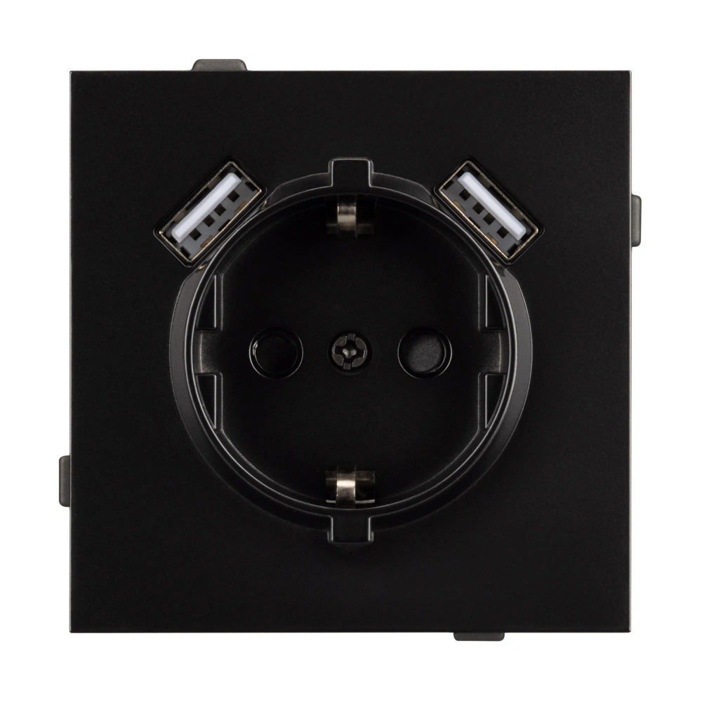 Механизм розетки с USB зарядкой SCT-TENDO-MUAA-PL-BK (230V, 16A) (Arlight, -) 054083