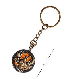 AM- 819 Брелок «Знак зодиака-Рак» (латунь, янтарь)