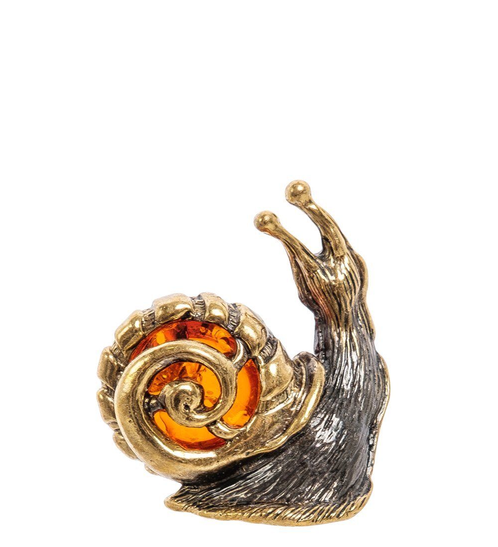 AM-2243 Фигурка «Улитка Ажурная» мал. (латунь, янтарь)