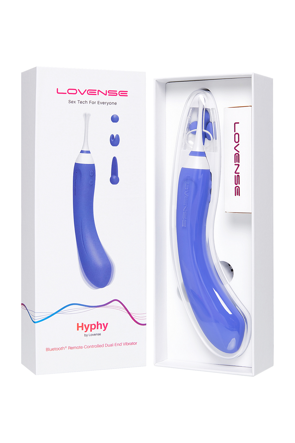 Двусторонной вибратор LOVENSE Hyphy с клиторальным стимулятором, силикон, фиолетовый, 21,6 см