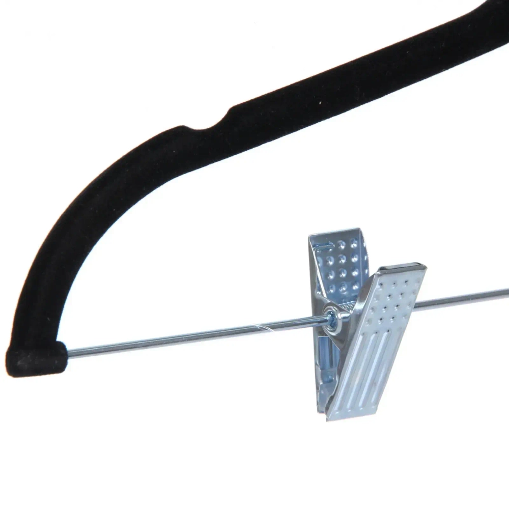 Вешалки-плечики с зажимами «ИДЕЯДОМА», поворотный крючок, цвет черный, 42*22.5см (Лейбл Селфи)●