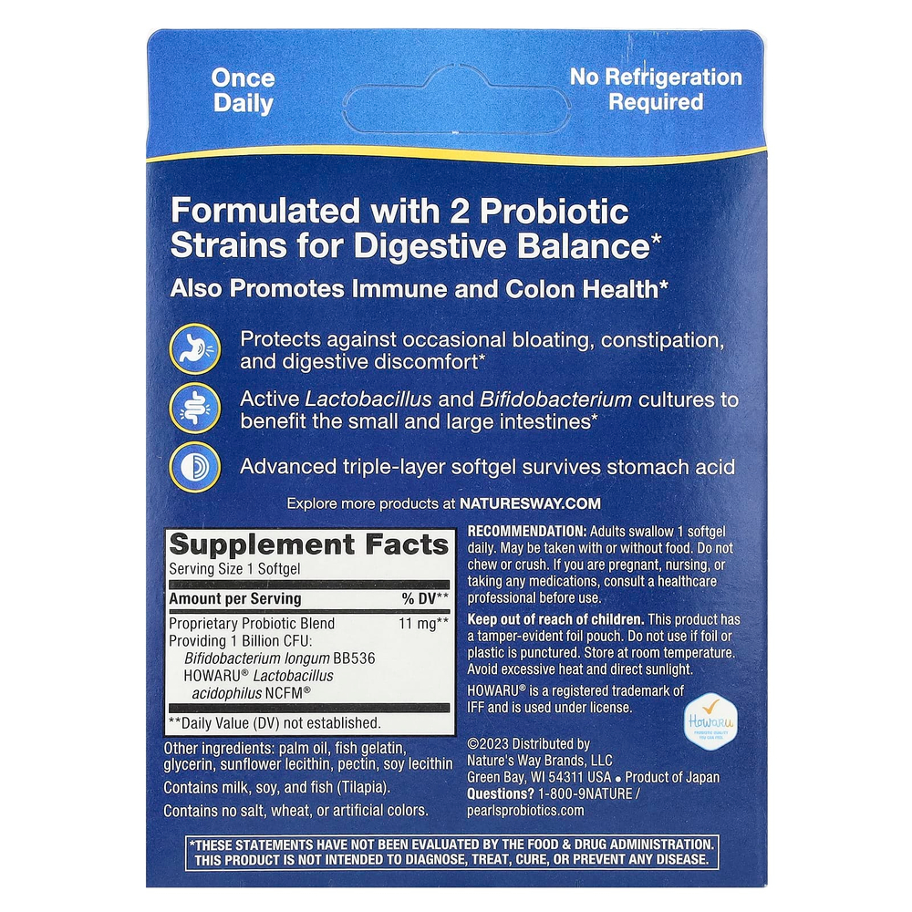Nature's Way, Пробиотический жемчуг Acidophilus, 1 млрд КОЕ, 90 мягких таблеток
