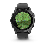 Спортивные часы Garmin fenix E, 47 мм, AMOLED, синевато-серый безель, чёрный силиконовый ремешок Безель из нержавеющей стали, AMOLED-дисплей со стеклом Gorilla Glass. Ремешок с классической застёжкой — на запястье обхватом 125–208 мм