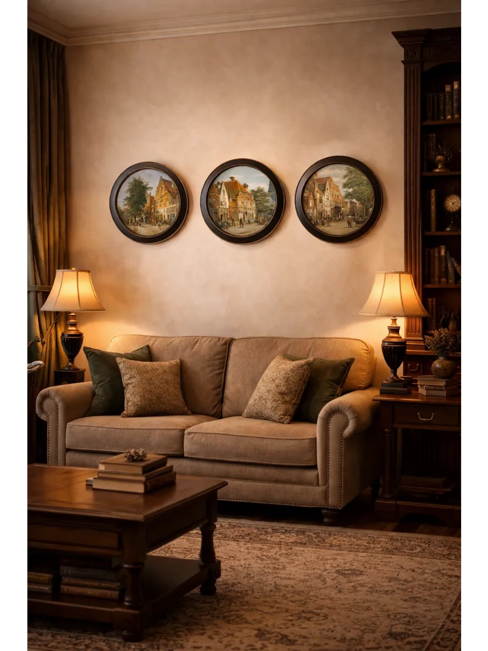 Картина на стену в круглой раме на холсте 47 см