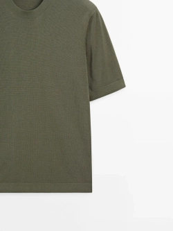 Massimo Dutti Трикотажная футболка с коротким рукавом - Studio, хаки
