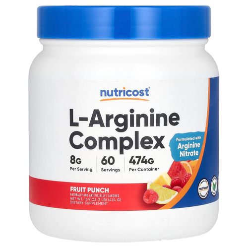 Nutricost, L-аргинин комплекс, фруктовый пунш, 474 г (16,9 унции)