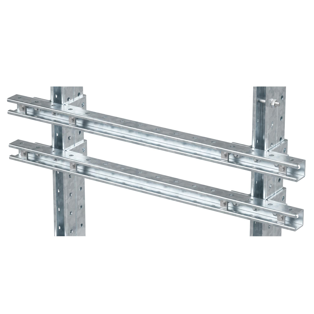 Комплект монтажных профилей на раму для крепления 2 оболочек винтами din 84 M6X40 8 шт. , горячеоцинкованный, длина 1000 мм