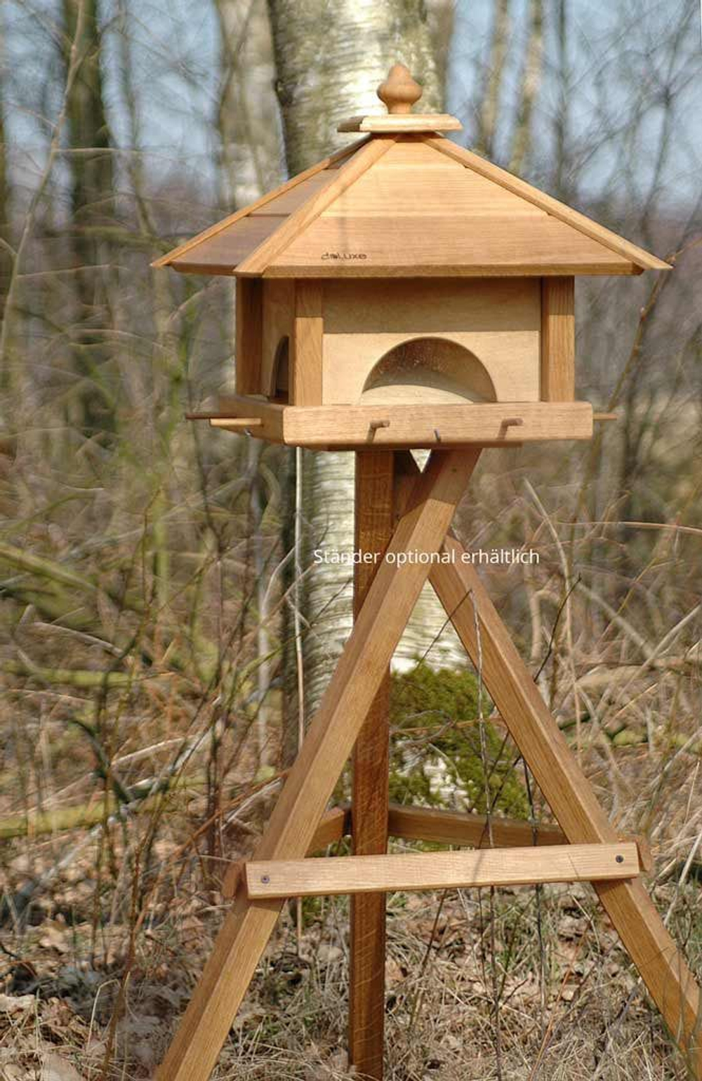 Кормушка для птиц уличная, 47х47х39, из массива дуба, с 4 выдвижными ящиками для корма, Dipriz