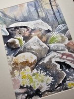 Картина авторская акварельная в паспарту 30х40 см на стену для интерьера "Земля Карелии"