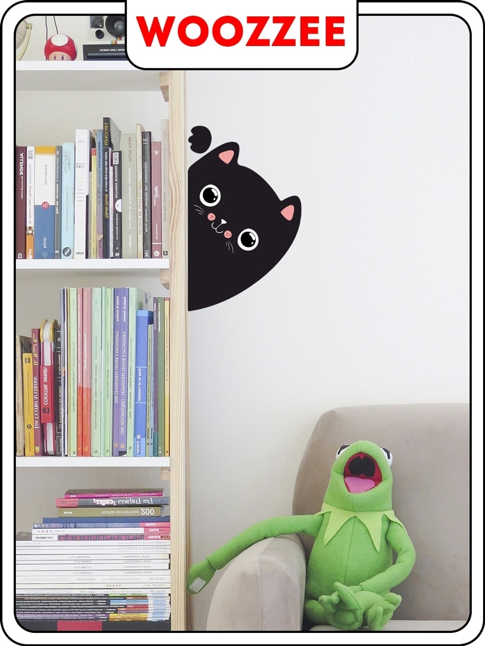 Наклейка декоративная А3 "Выглядывающий кот"