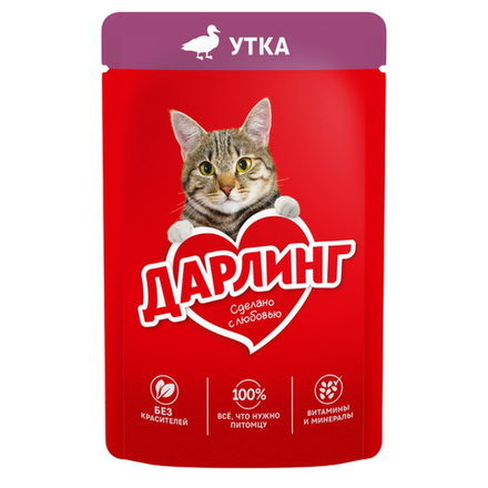 Влажный корм Дарлинг для кошек утка 75 гр