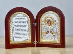 Складень, Семистрельная БМ, Молитва, икона арочная, красное дерево 140x200