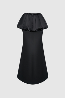 Юбка с буфом из черного сатина