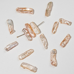 Жемчуг культивированный Бива, розово-персиковый, с боковым центральным отверстием, 18-30*6-9мм