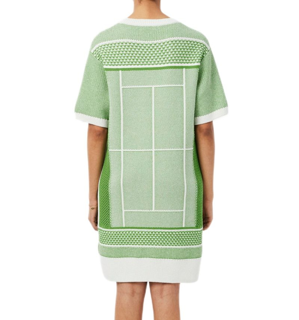 Теннисное платье Lacoste Tennis Court Jacquard Sweater - flour/billiard green