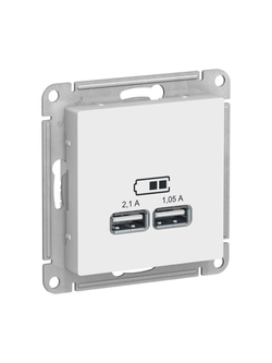 Розетка USB AtlasDesign тип A+A 5В 1х2.1А 2х1.05А механизм бел. SE ATN000133