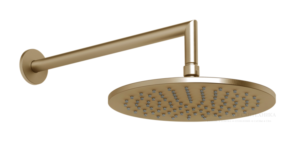 Верхний душ Gessi Anello, Ø250 мм, шарнирный с настенным держателем, цвет Warm Bronze Brushed PVD