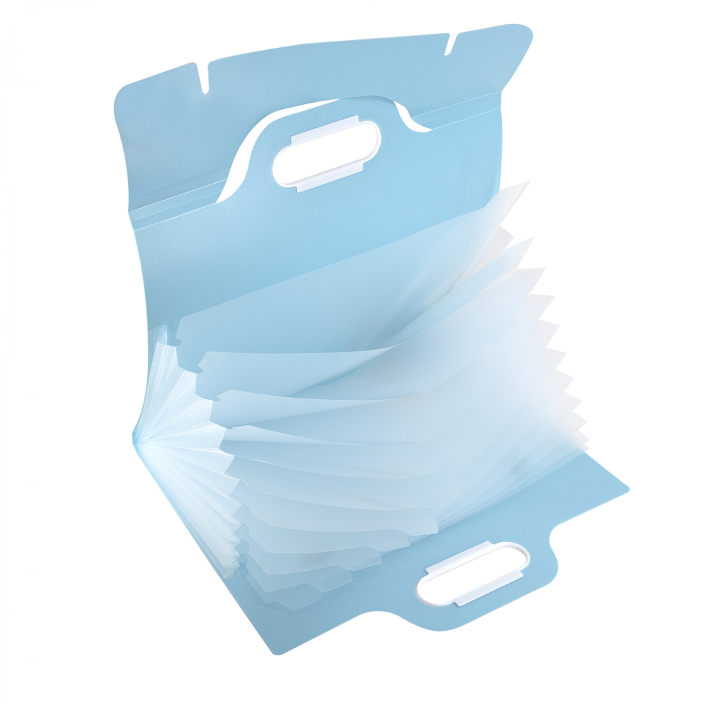 Папка-картотека Alingar, 332х302 мм, на резинке, прорезная ручка, пластик, 700 мкм, 11 отделений, голубой