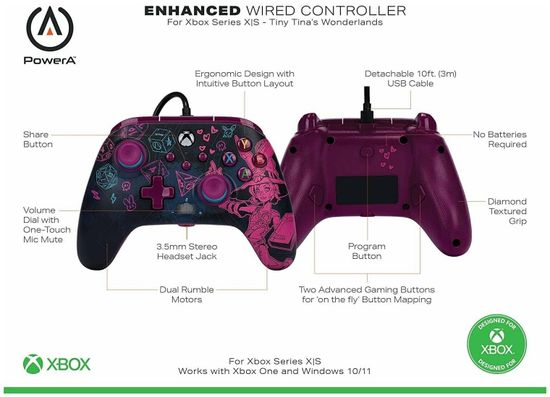 Геймпад проводной PowerA "Tiny Tina's Wonderlands" Enhanced Wired Controller for Xbox Series X/S (XBGP0000-01) (Xbox One/Series X/S/PC)