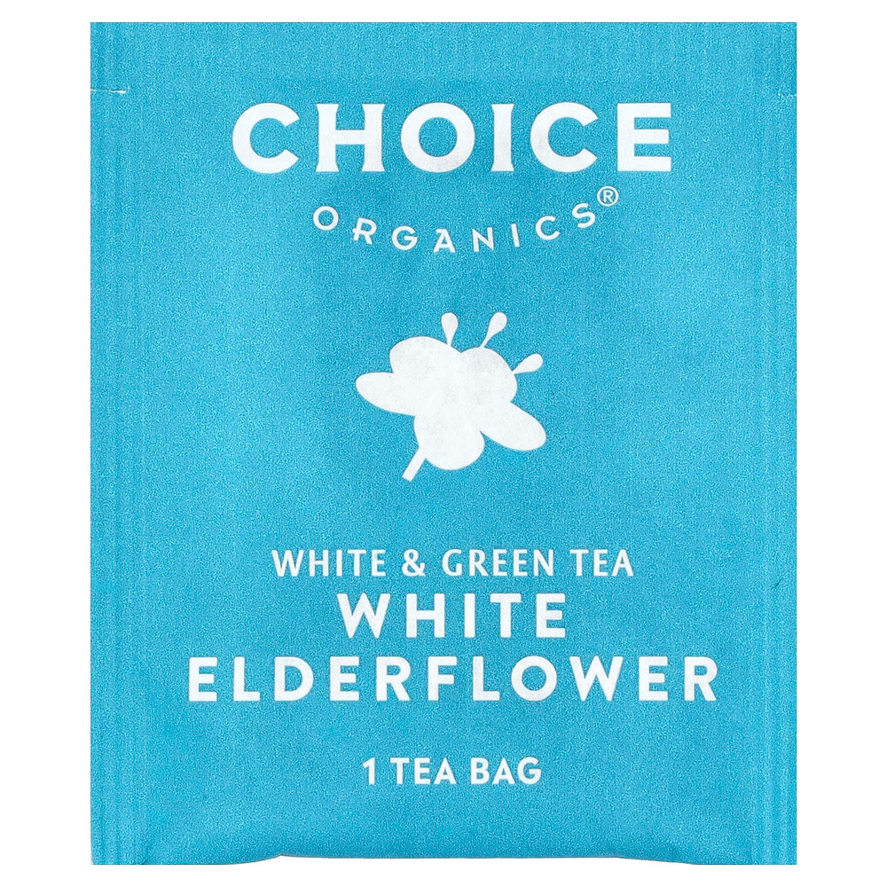 Choice Organic Teas, Белый и зеленый чай, белая бузина, 16 чайных пакетиков, 24 г (0,85 унции)
