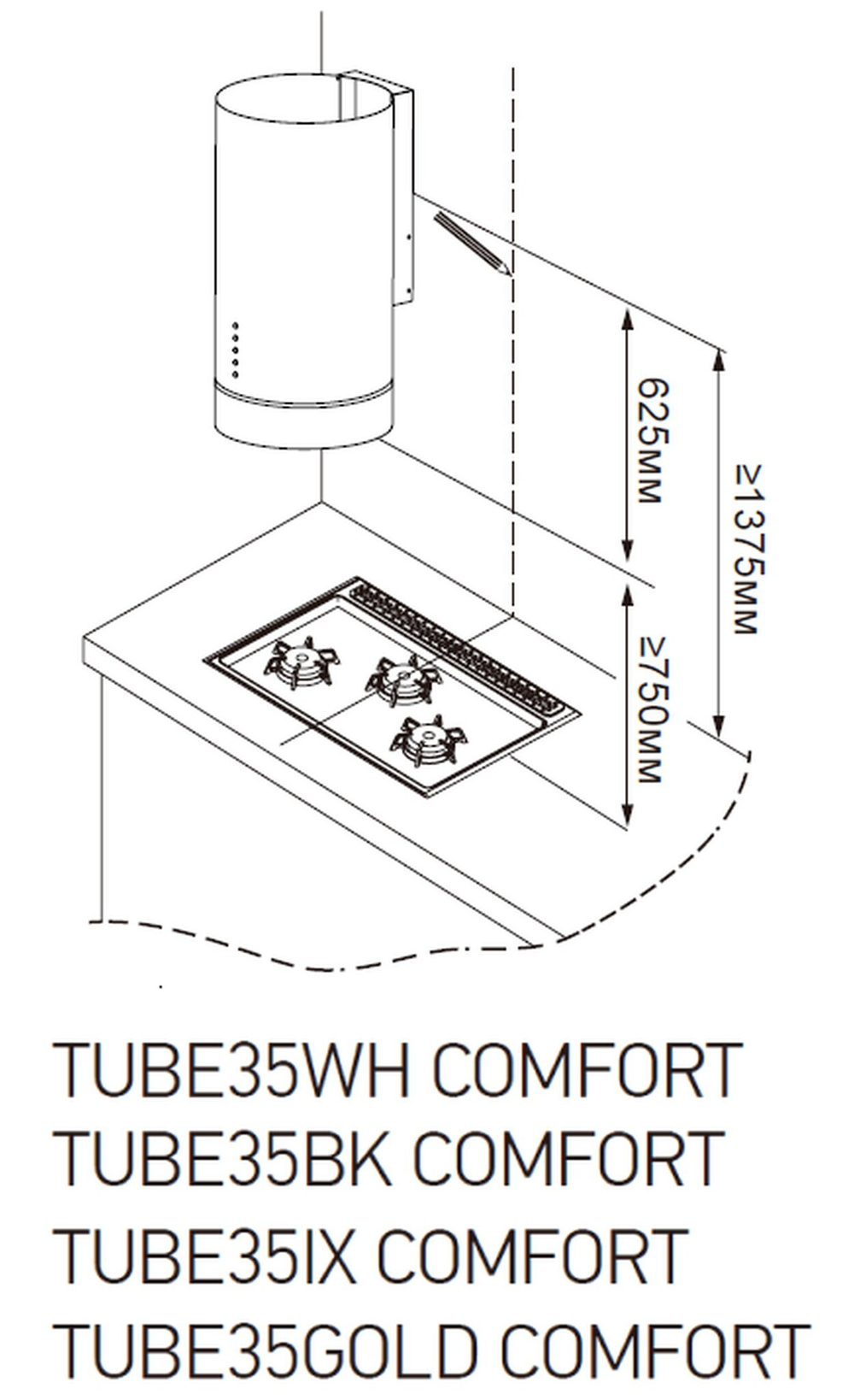 Цилиндрическая пристенная вытяжка Meferi TUBE35WH COMFORT фото 2