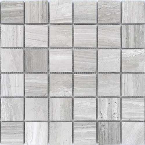 Мозаика из натурального камня Travertino Silver POL 48x48x7 Pietrine 7 mm серый