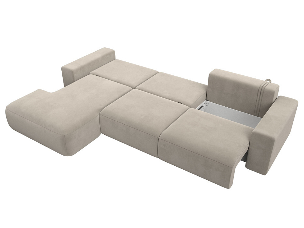 Диван угловой Лига-036 НПБ Классик Лонг левый угол МИКРОВЕЛЬВЕТ Бежевый