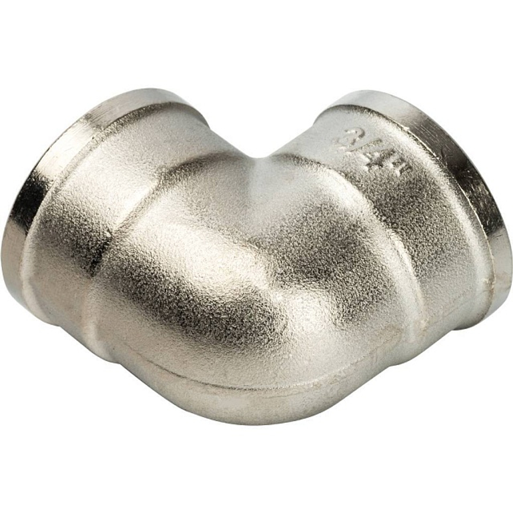 Отвод 90° с внутренней резьбой STOUT SFT 0014 - 3/4" (для стальных труб, латунь никелированная)