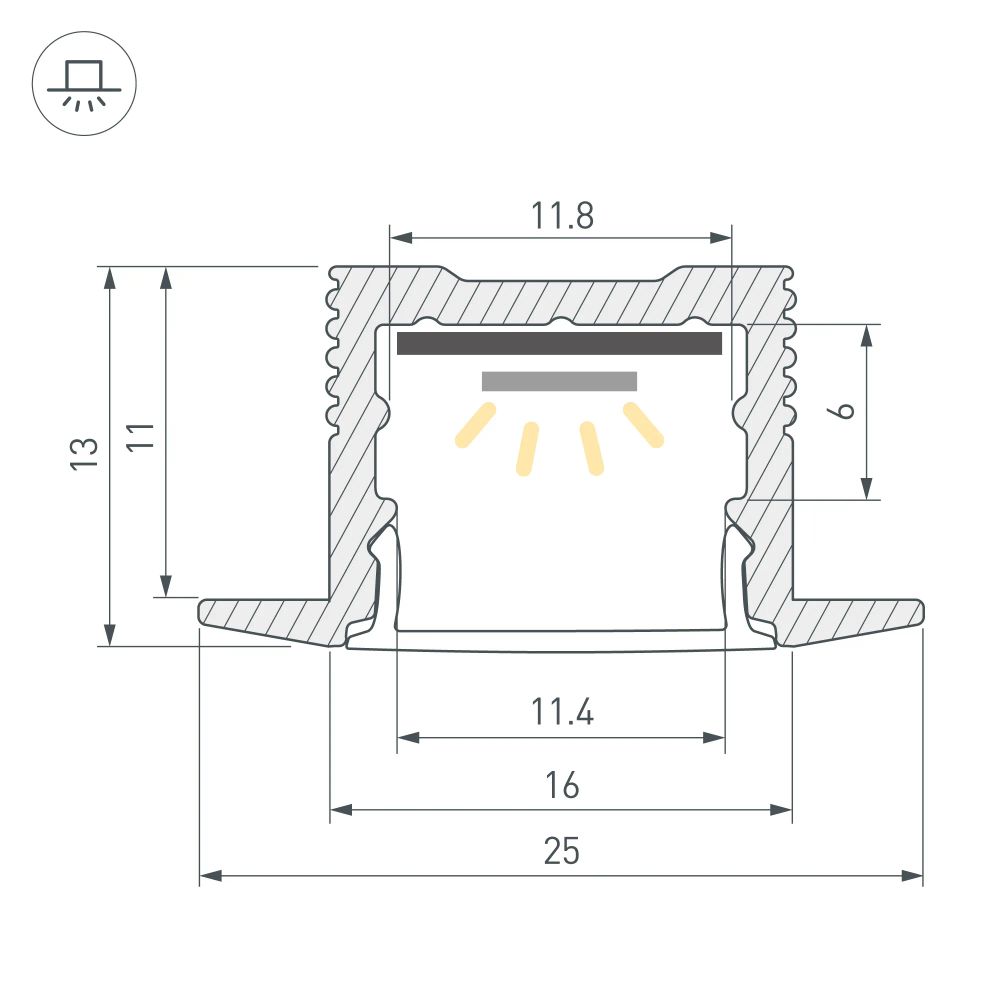 Профиль SL-SLIM-H13M-F25-3000 ANOD (Arlight, Алюминий) 036040