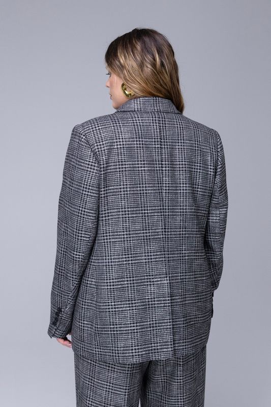 Жакет однобортный в клетку, серый