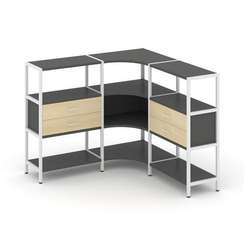 Shelf System Трехсекционный угловой стеллаж трехярусный с ящиками SN.STMU-331 Антрацит/Акация Лорка/