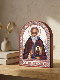 Икона аркой Савва Сторожевский (с иконой), прп. на дереве: 95 х 120 (Синопсисъ)