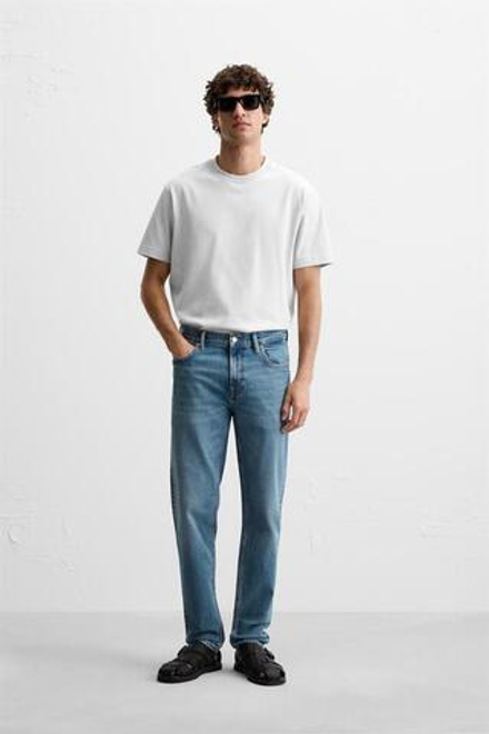 ZARA ДЖИНСЫ SLIM FIT, ВЫЦВЕТШИЙ СИНИЙ