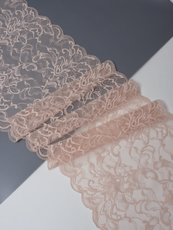 Эластичное кружево для белья цвет серебристый пион ширина 22,5 см