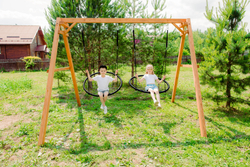 Деревянные качели с двумя качелями гнездо 100 см