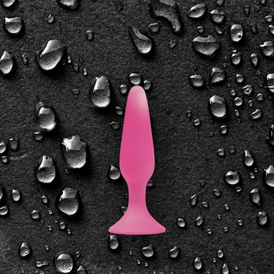 Розовая анальная пробка Sliders Silicone Anal Plugs Small на присоске - 11,35 см.