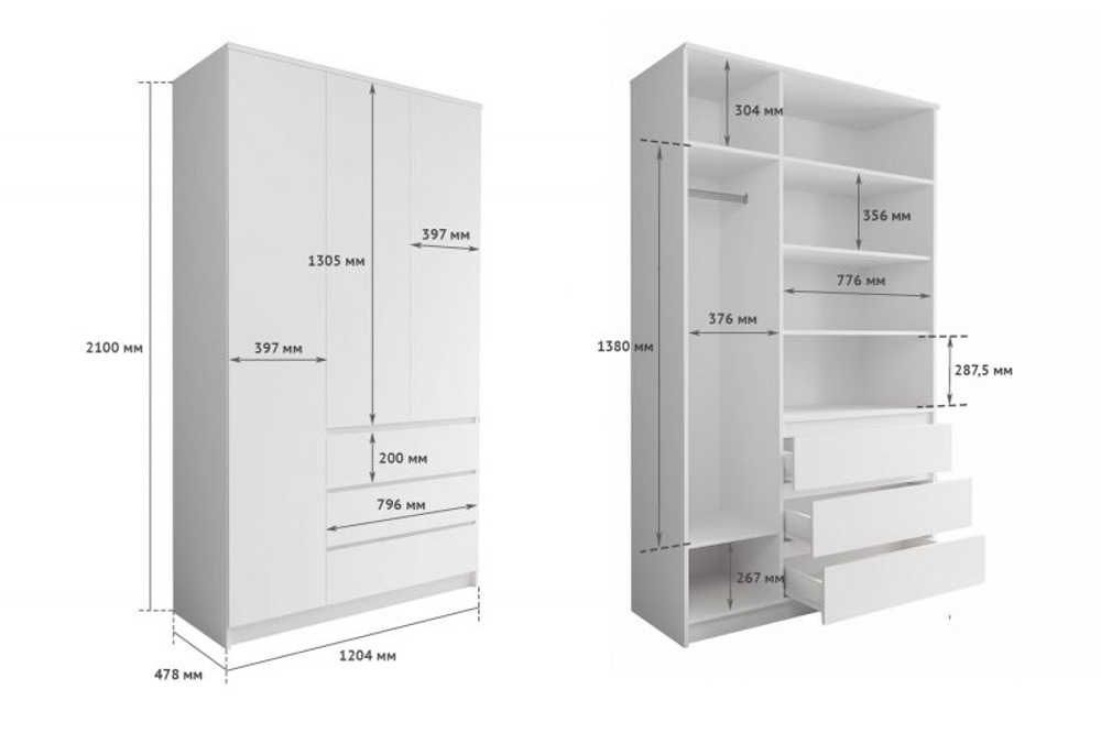 Шкаф МОРИ 1200.1 (ш1204*г478*в2100мм) (графит)