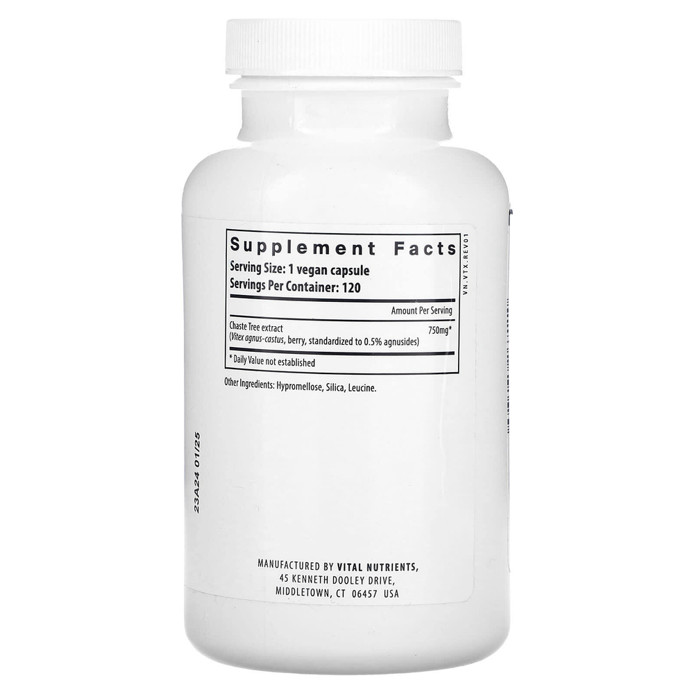 Vital Nutrients, Vitex 750, 750 мг, 120 веганских капсул