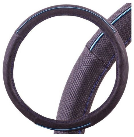 Оплетка руля Skyway Combo-8 S01102311 (L) черно-синяя экокожа