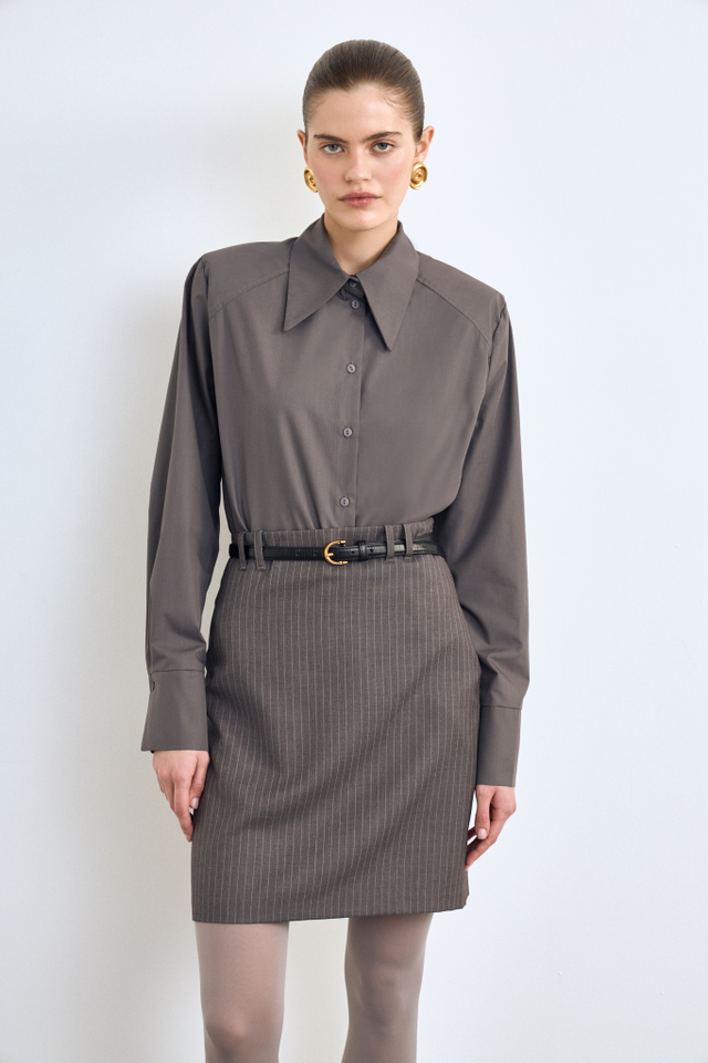 Юбка карандаш из костюмной ткани в полоску