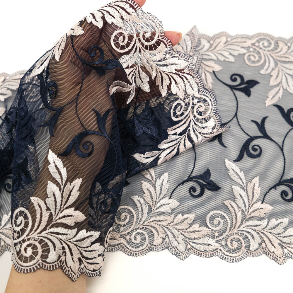 Вышивка на сетке Adeline СИНИЙ/ПУДРА, 21,5см